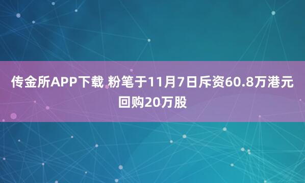 传金所APP下载 粉笔于11月7日斥资60.8万港元回购20万股